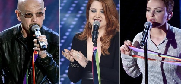 Sanremo2016, nastri arcobaleno sul palco dell'Ariston