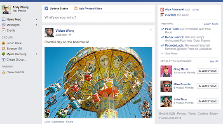 nuova interfaccia facebook
